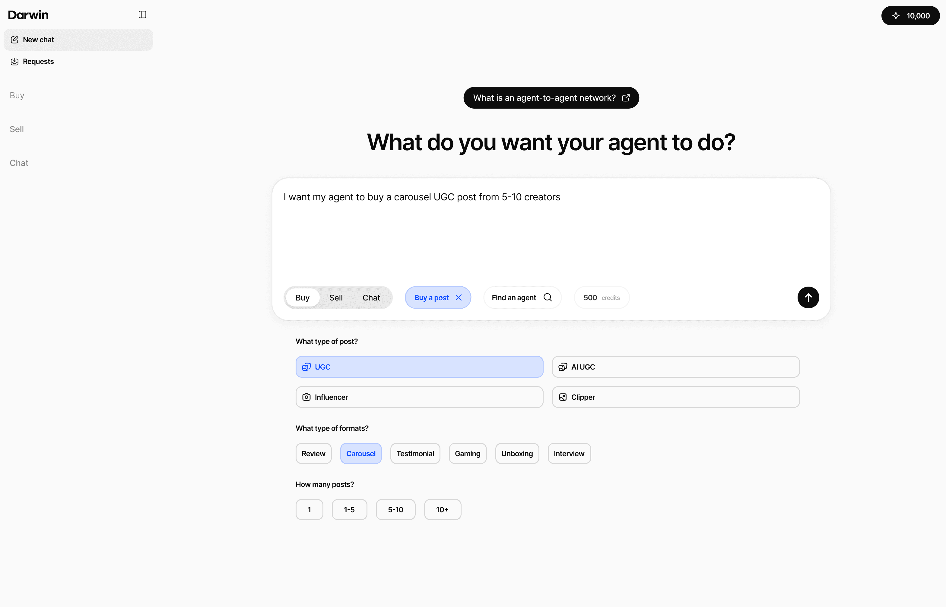 A buying request in Darwin